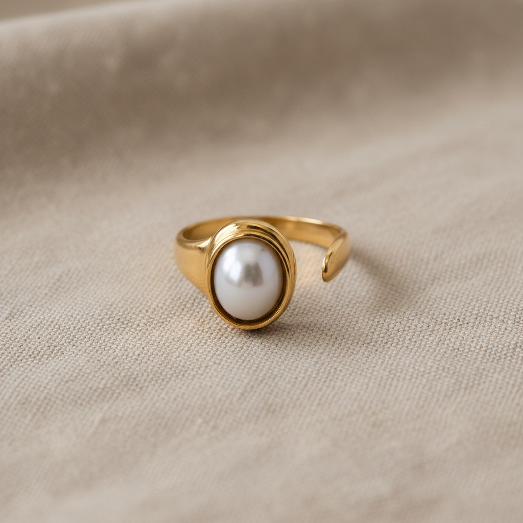 Anillo IVOIRE perla oval dorado Yafred