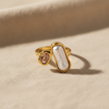 Anillo OPALE perla rectangular cristal rosado dorado Yafred