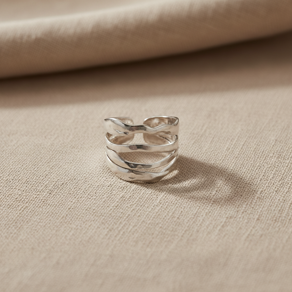 Anillo STRATA triple banda plateada Yafred
