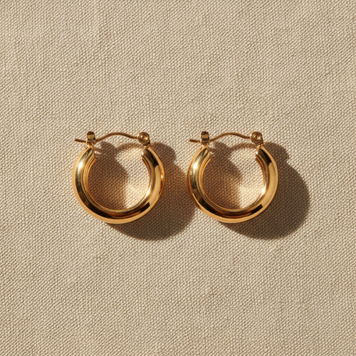 Aretes ARO GOLD dorado tubular grueso con acabado espejo pulido